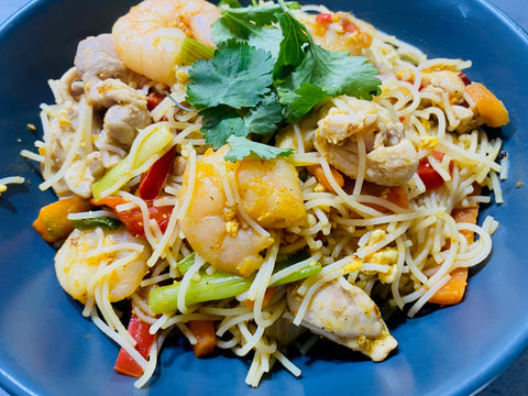 Singapore Noodles with Pork & Prawns