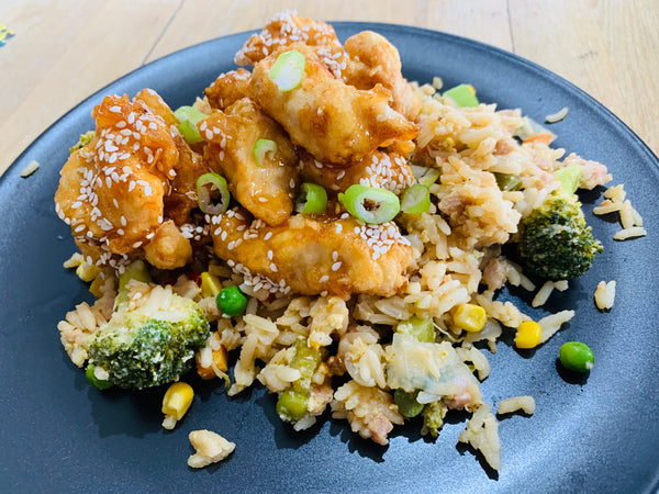 Chinese Honey Chicken with Fried Rice