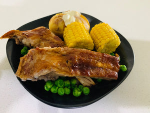 BBQ Spare Ribs with Baked Spuds and Corn