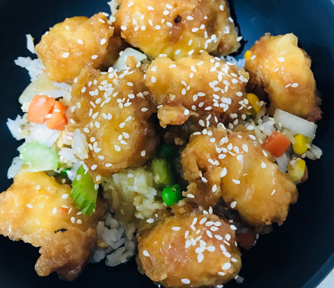 Chinese Honey Chicken with Fried Rice